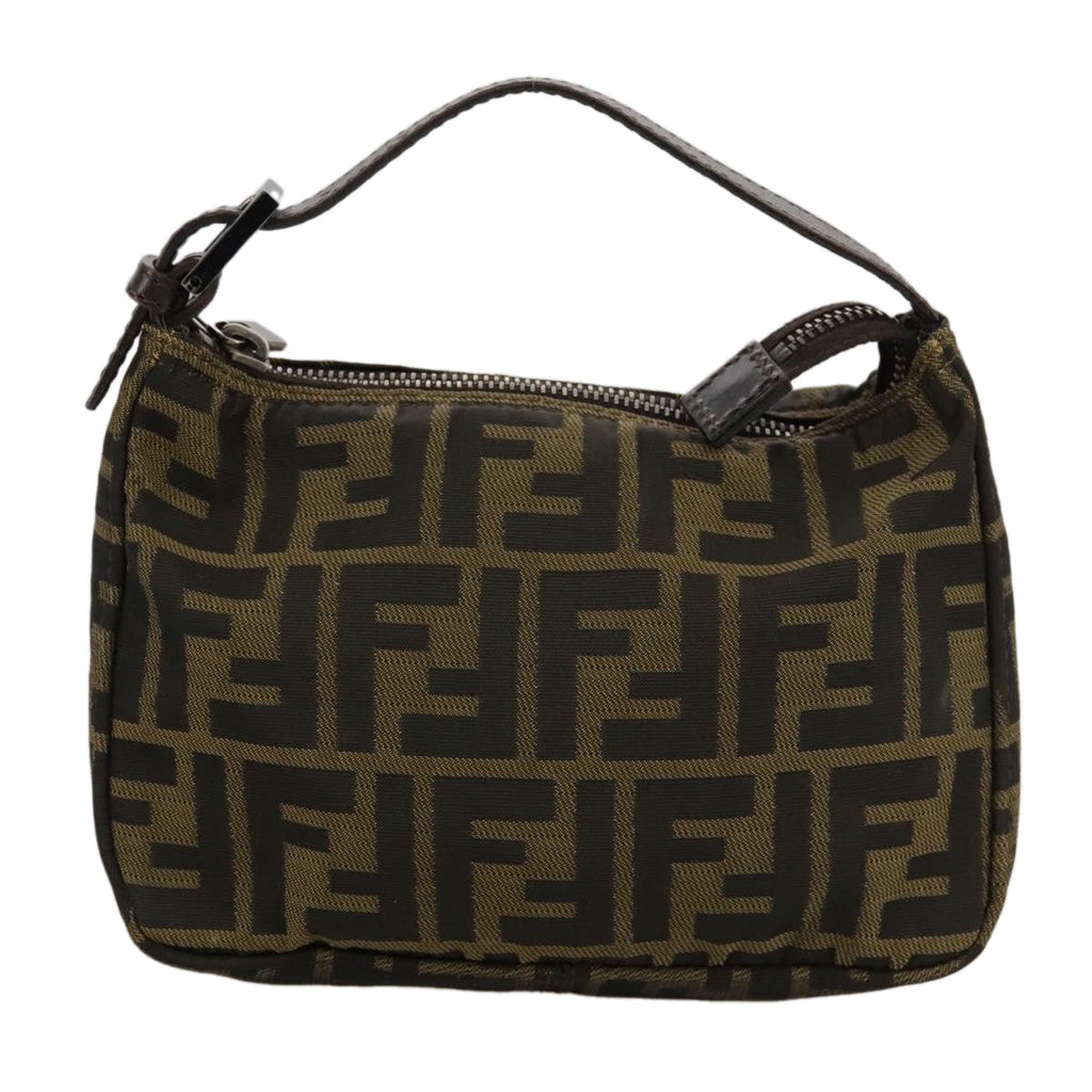 FENDI Zucca Canvas Hand Bag Brown Black 102655