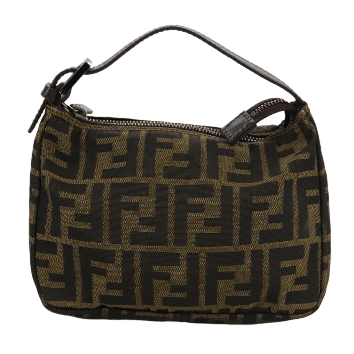 FENDI Zucca Canvas Hand Bag Brown Black 102655
