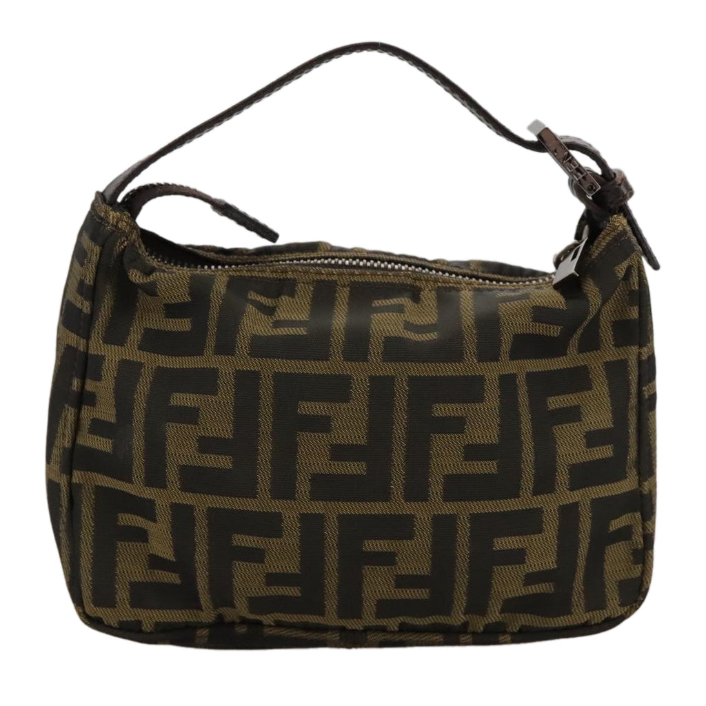 FENDI Zucca Canvas Hand Bag Brown Black 102655