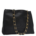 CHANEL COCO Mark Chain Tote Bag Leather Black CC 102670