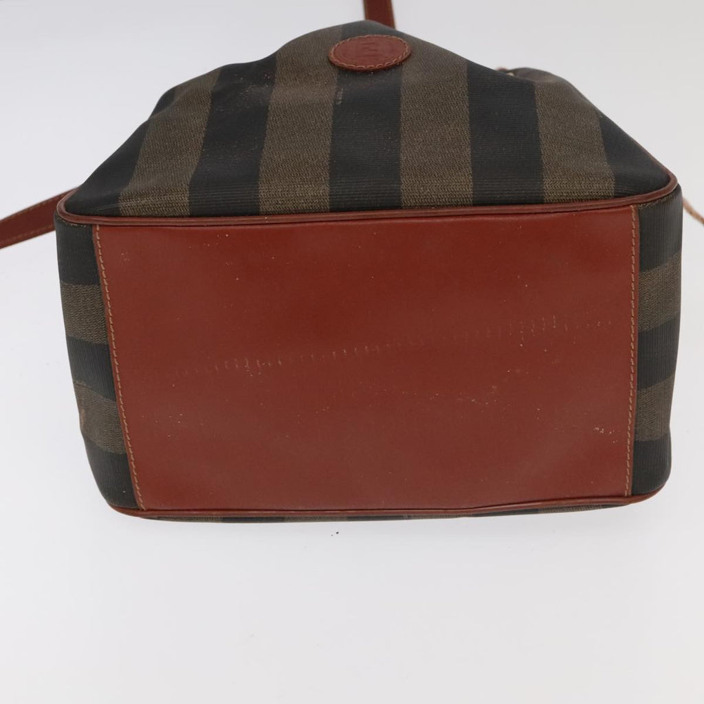 FENDI Pecan Canvas Shoulder Bag Brown Black Gold 102701