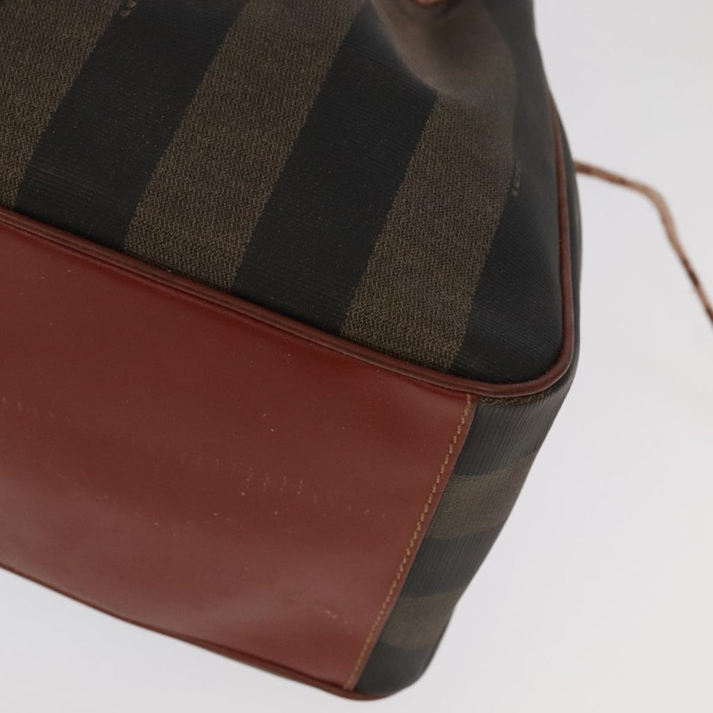 FENDI Pecan Canvas Shoulder Bag Brown Black Gold 102701