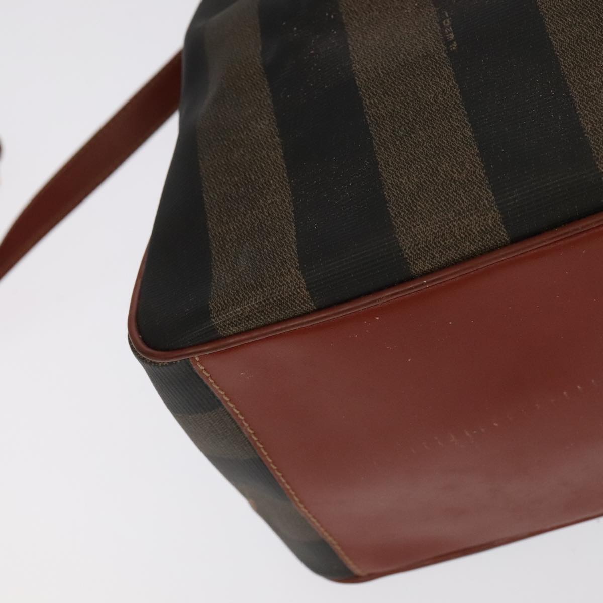 FENDI Pecan Canvas Shoulder Bag Brown Black Gold 102701
