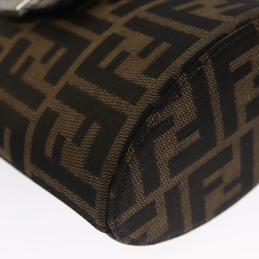 FENDI Zucca Canvas Shoulder Bag Brown Black Silver 102811