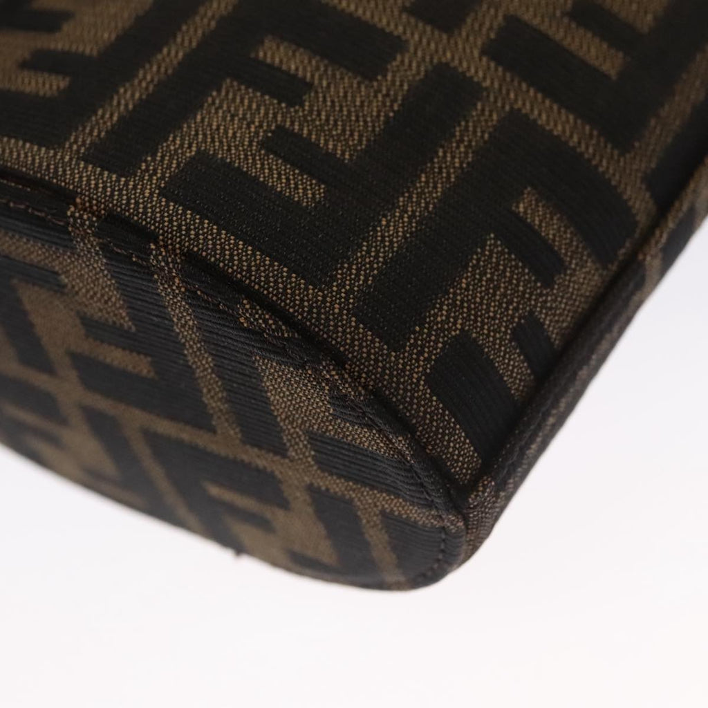 FENDI Zucca Canvas Shoulder Bag Brown Black Silver 102811