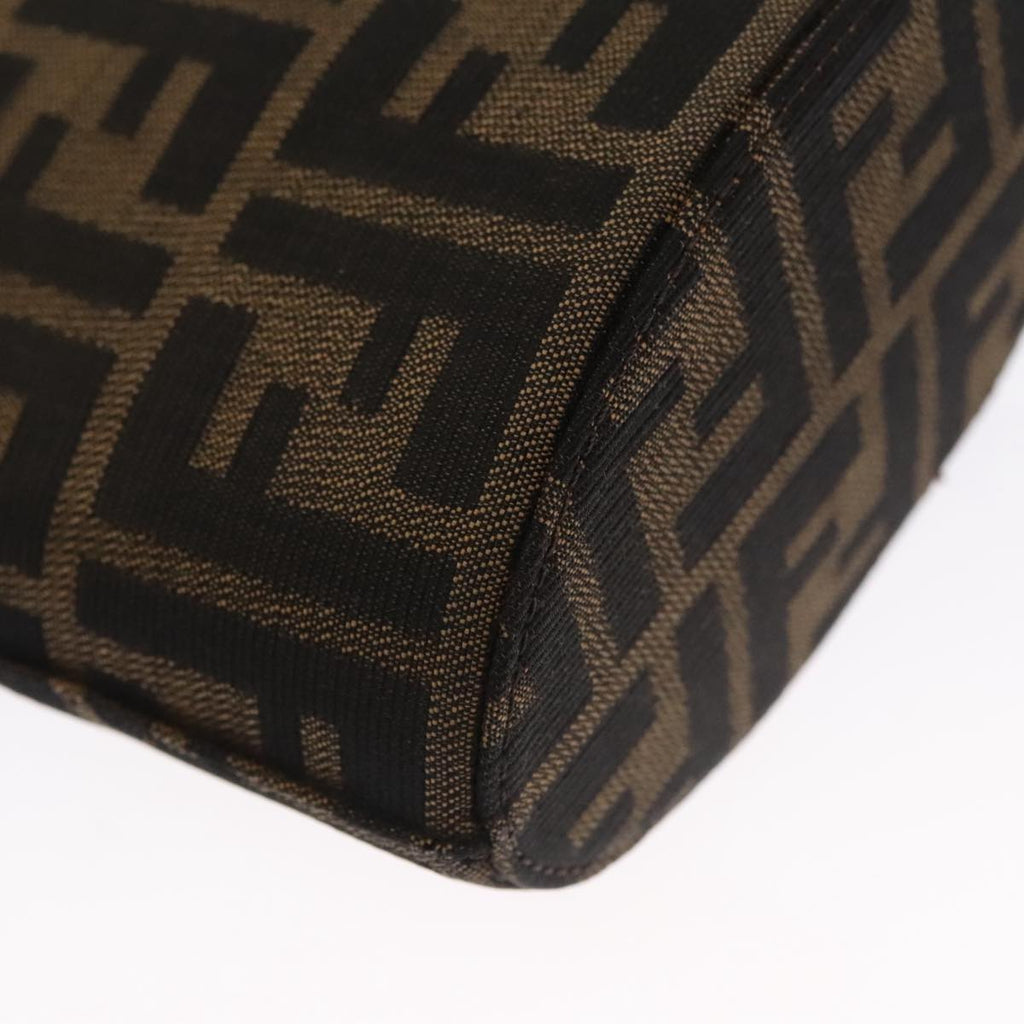 FENDI Zucca Canvas Shoulder Bag Brown Black Silver 102811