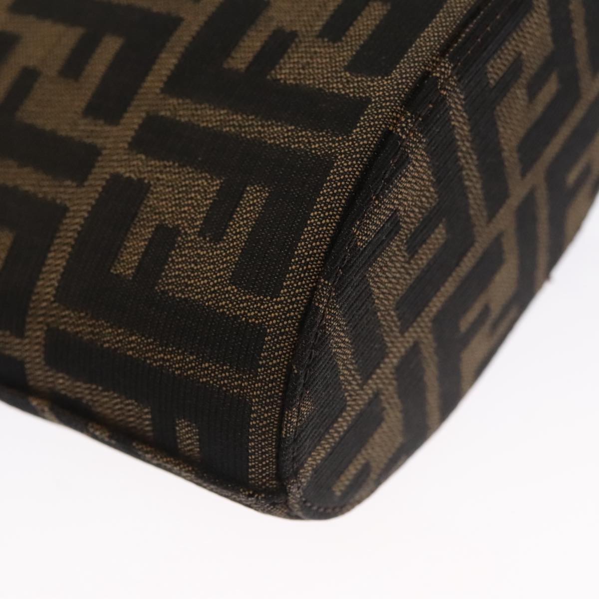 FENDI Zucca Canvas Shoulder Bag Brown Black Silver 102811