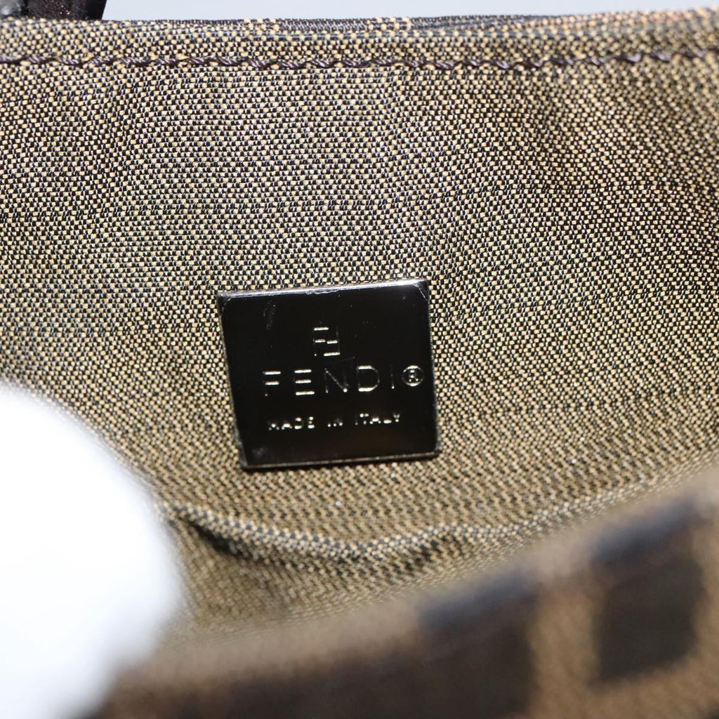 FENDI Zucca Canvas Shoulder Bag Brown Black Silver 102811