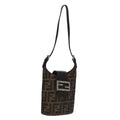 FENDI Zucca Canvas Shoulder Bag Brown Black Silver 102811
