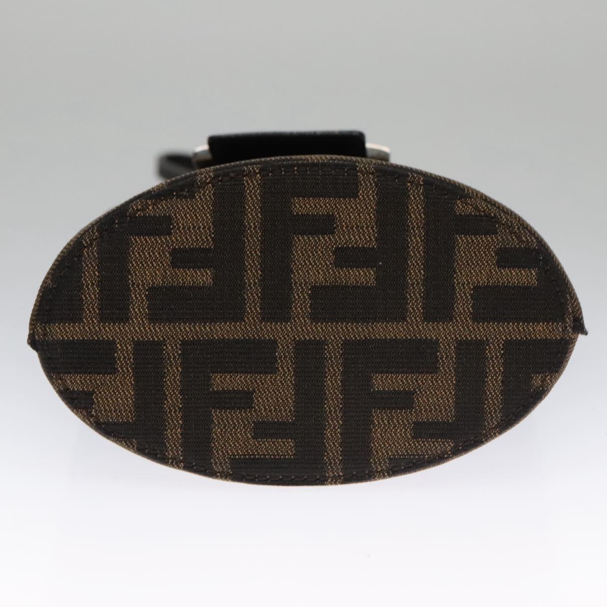 FENDI Zucca Canvas Shoulder Bag Brown Black Silver 102811