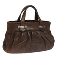 CHANEL Matelasse Hand Bag Leather Brown CC 102823