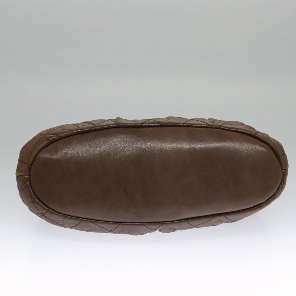 CHANEL Matelasse Hand Bag Leather Brown CC 102823