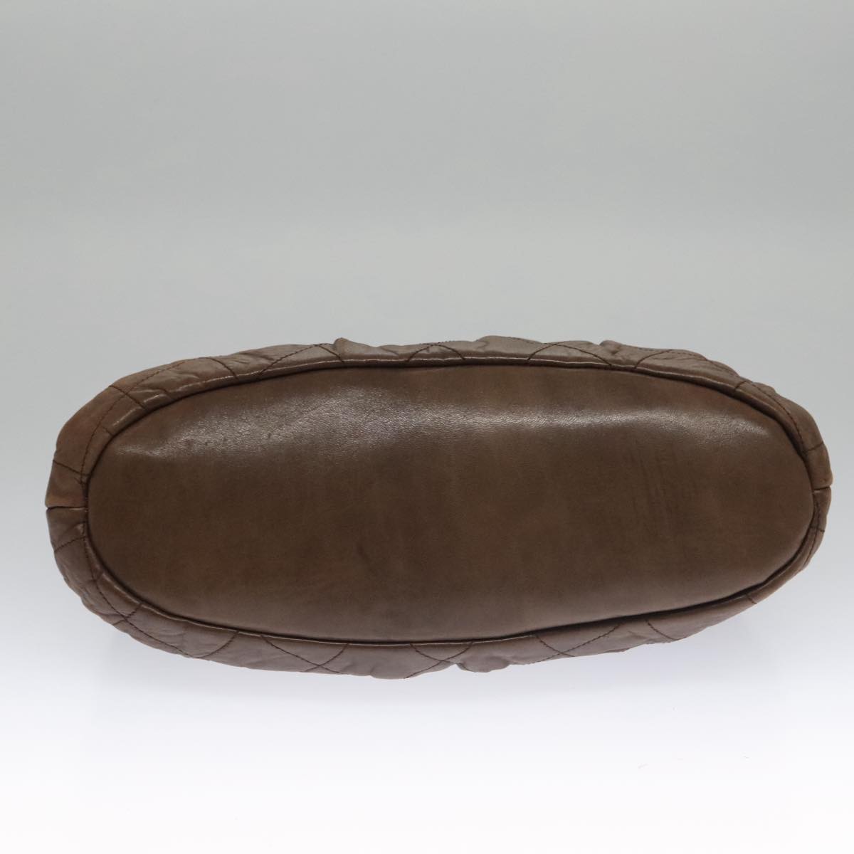 CHANEL Matelasse Hand Bag Leather Brown CC 102823