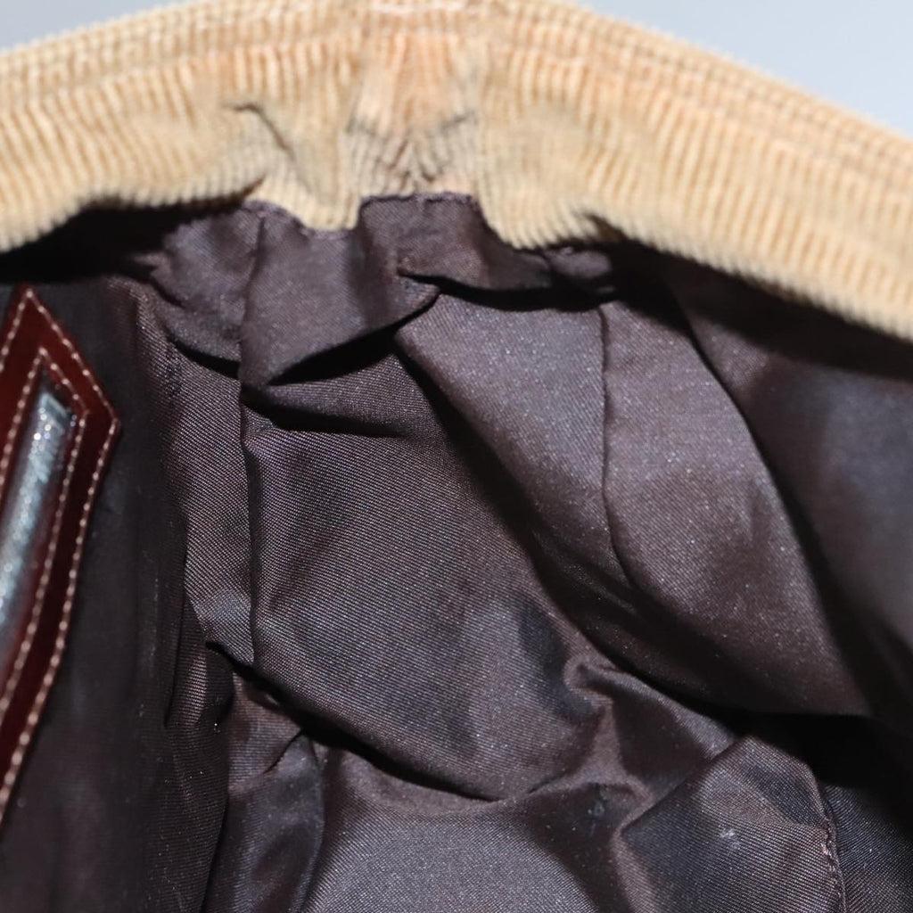 FENDI Hand Bag Corduroy Brown Silver 102866