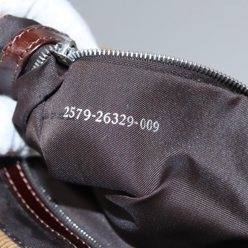 FENDI Hand Bag Corduroy Brown Silver 102866