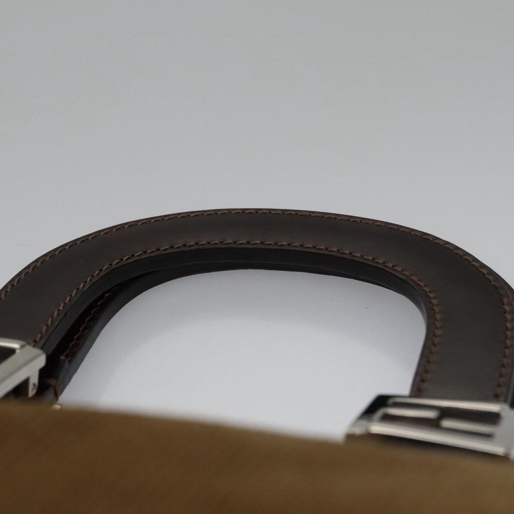FENDI Hand Bag Corduroy Brown Silver 102866