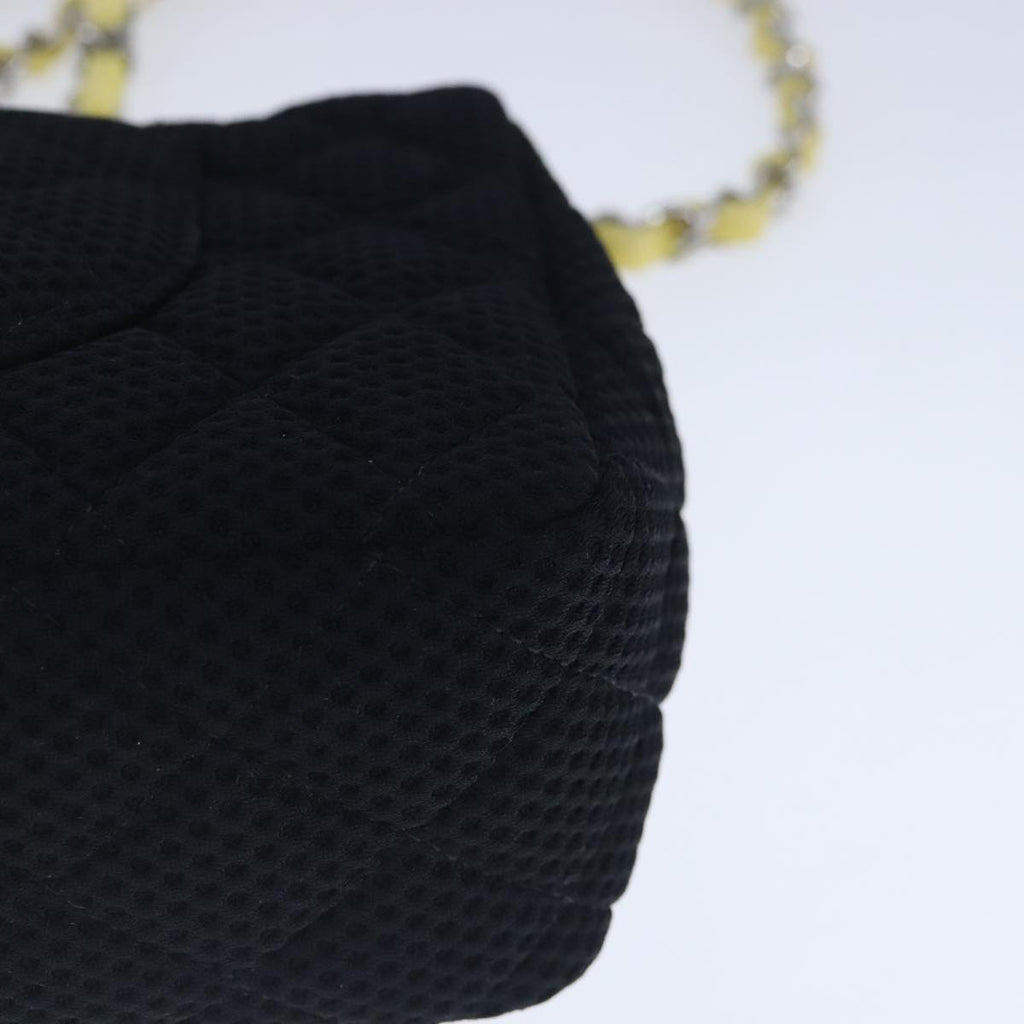 CHANEL Matelasse Mesh Chain Hand Bag Cotton Black CC 102881A