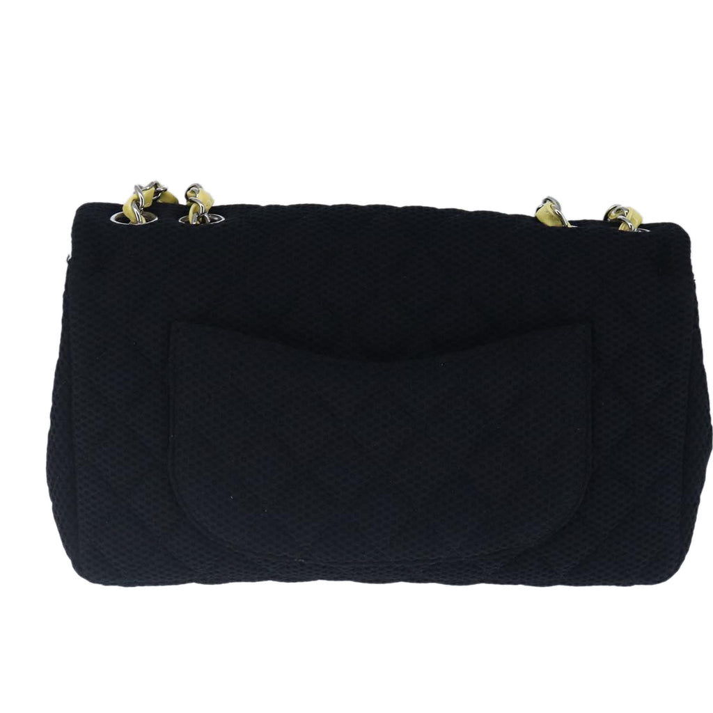 CHANEL Matelasse Mesh Chain Hand Bag Cotton Black CC 102881A