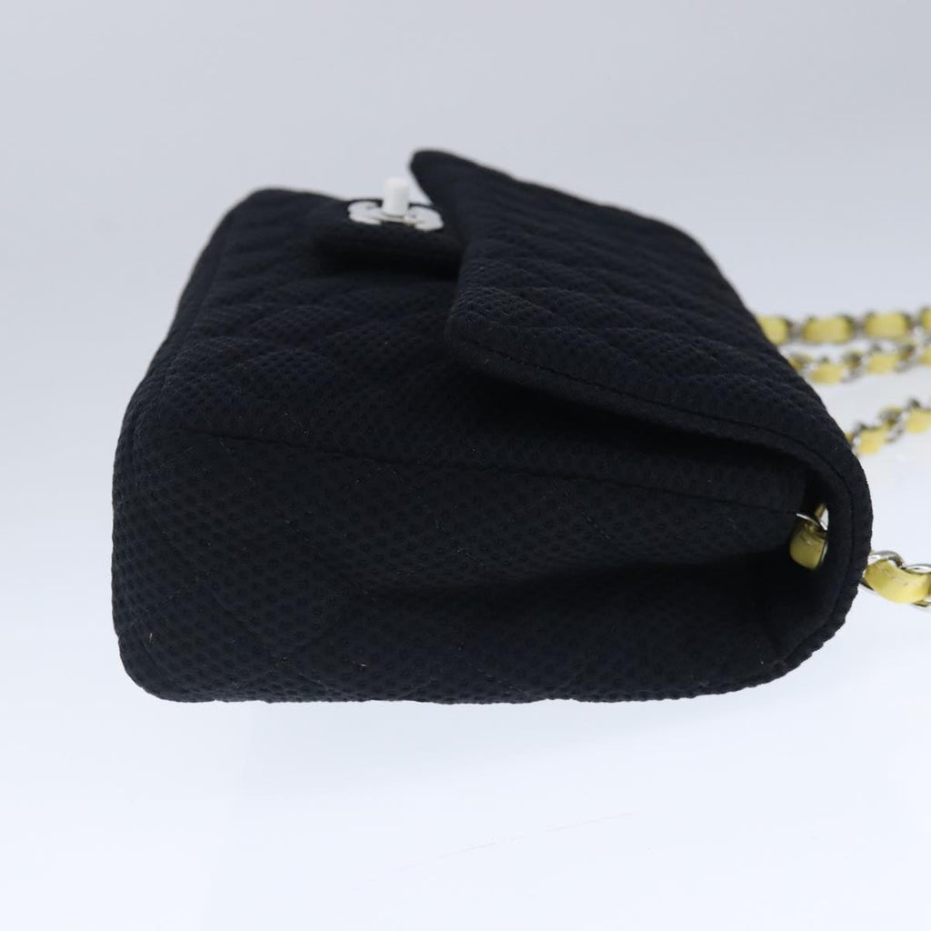 CHANEL Matelasse Mesh Chain Hand Bag Cotton Black CC 102881A