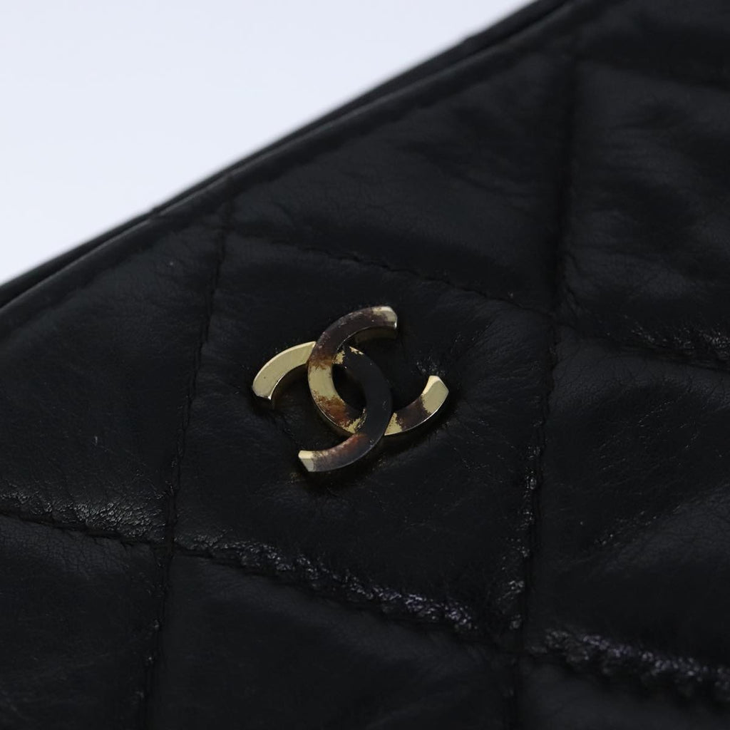 CHANEL Matelasse Chain Tote Bag Leather Black Gold CC 102918