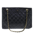 CHANEL Matelasse Chain Tote Bag Leather Black Gold CC 102918