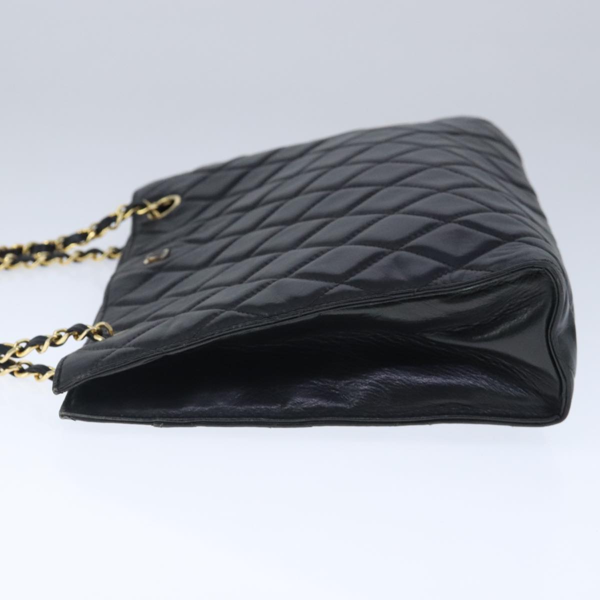 CHANEL Matelasse Chain Tote Bag Leather Black Gold CC 102918