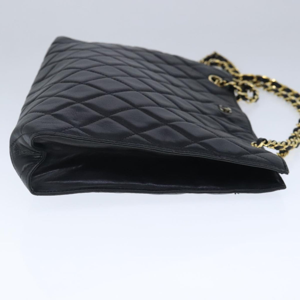 CHANEL Matelasse Chain Tote Bag Leather Black Gold CC 102918