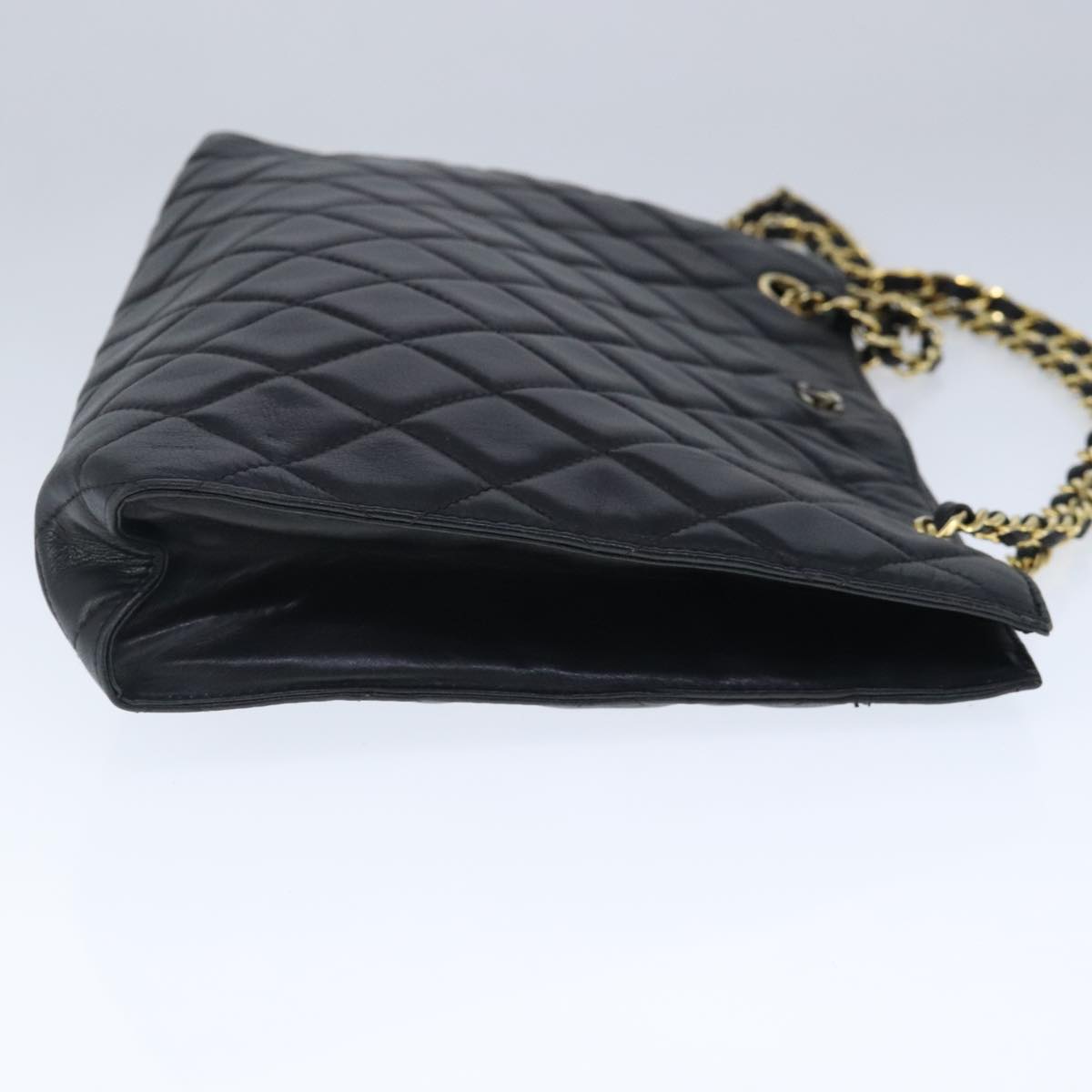 CHANEL Matelasse Chain Tote Bag Leather Black Gold CC 102918
