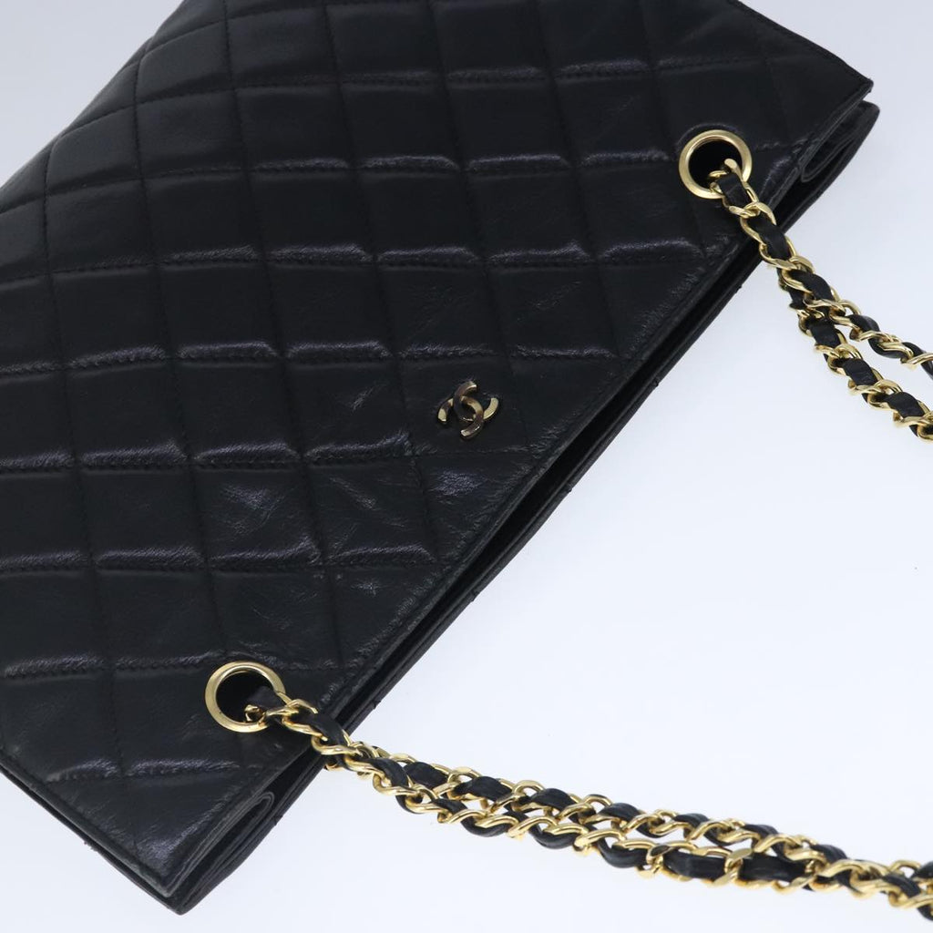 CHANEL Matelasse Chain Tote Bag Leather Black Gold CC 102918