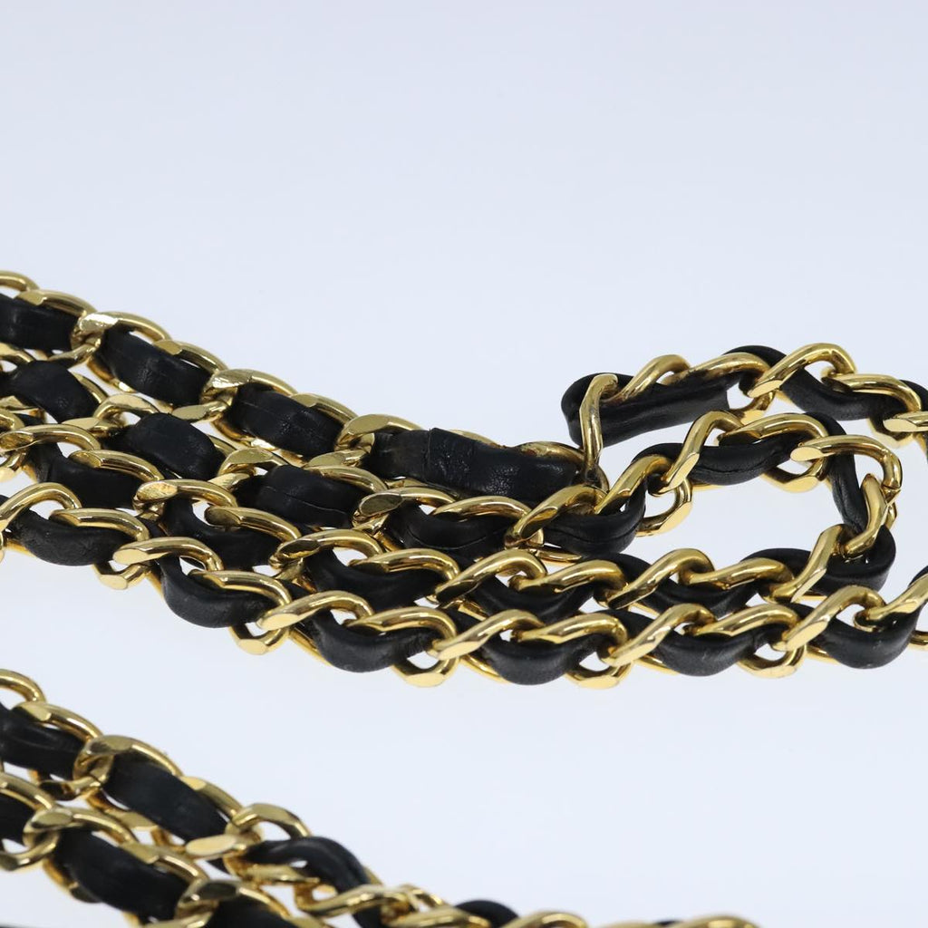 CHANEL Matelasse Chain Tote Bag Leather Black Gold CC 102918