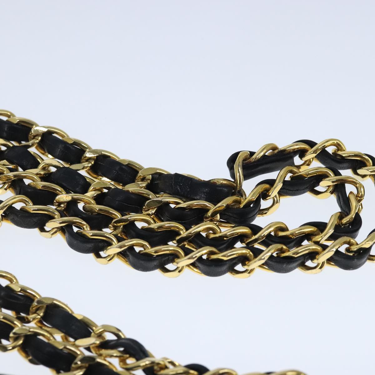CHANEL Matelasse Chain Tote Bag Leather Black Gold CC 102918