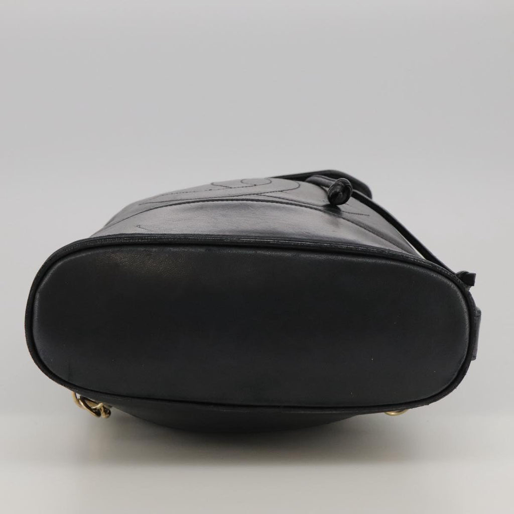 CHANEL COCO Mark Chain Body Bag Lamb Skin Black CC 102945