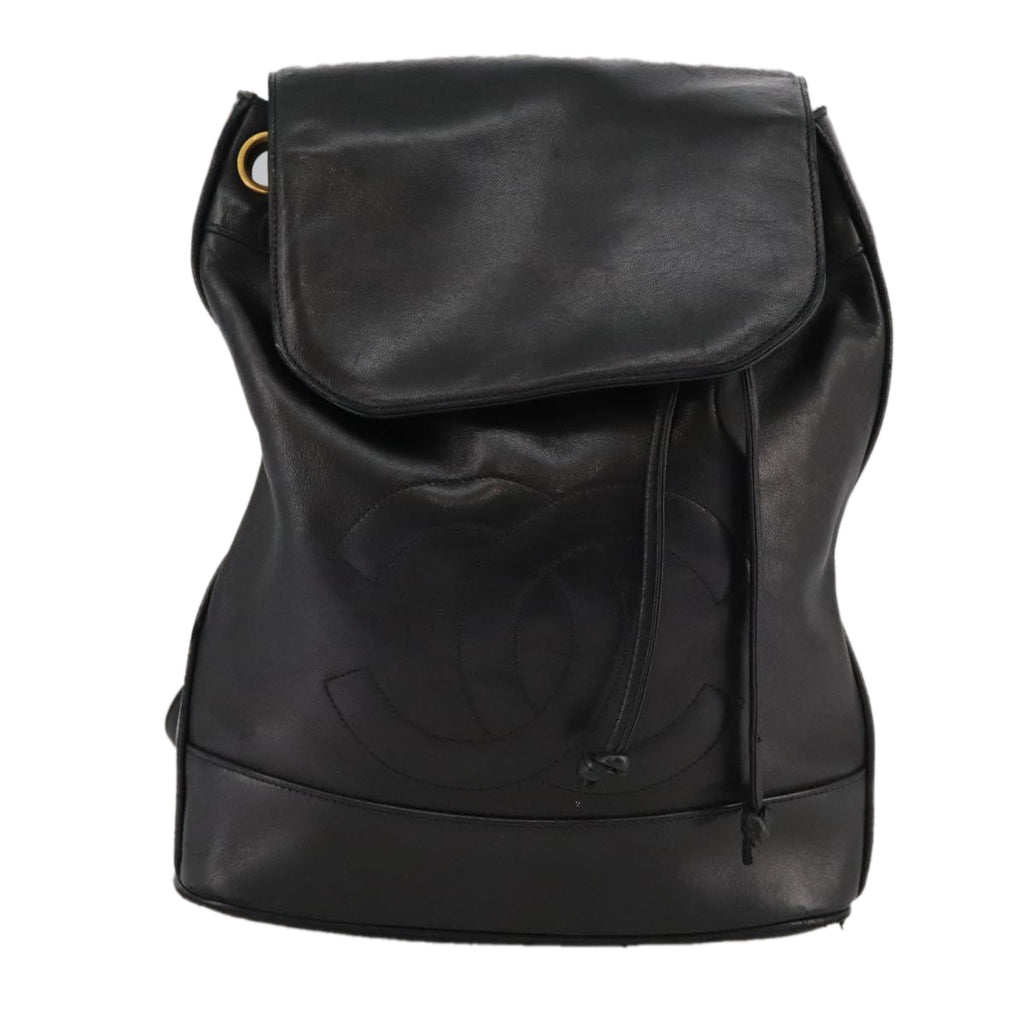 CHANEL COCO Mark Chain Body Bag Lamb Skin Black CC 102945