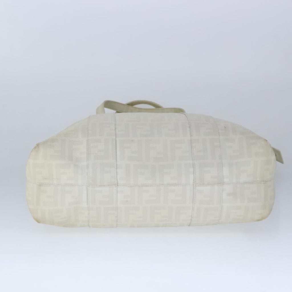 FENDI Zucca Canvas Tote Bag PVC White Silver 102974