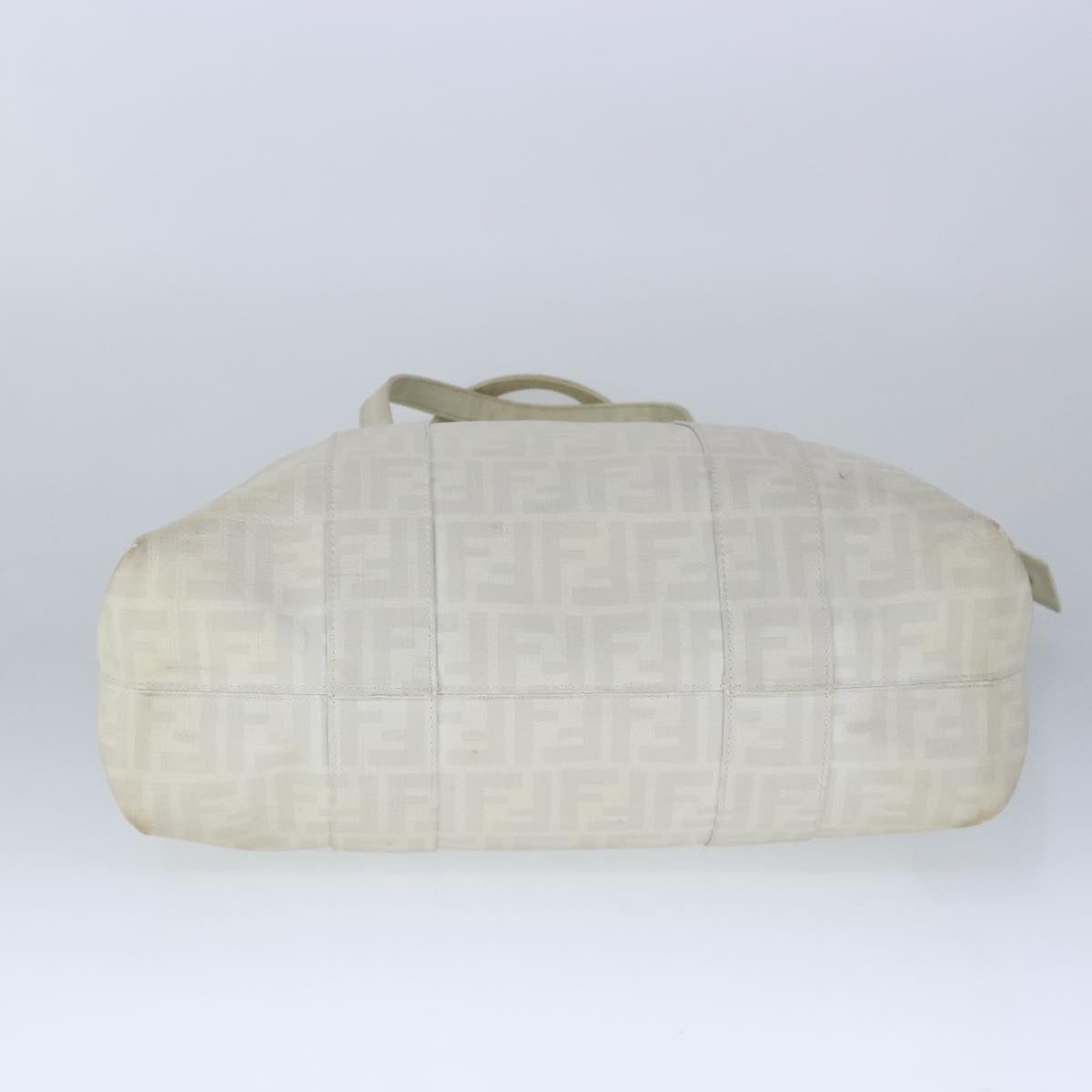 FENDI Zucca Canvas Tote Bag PVC White Silver 102974