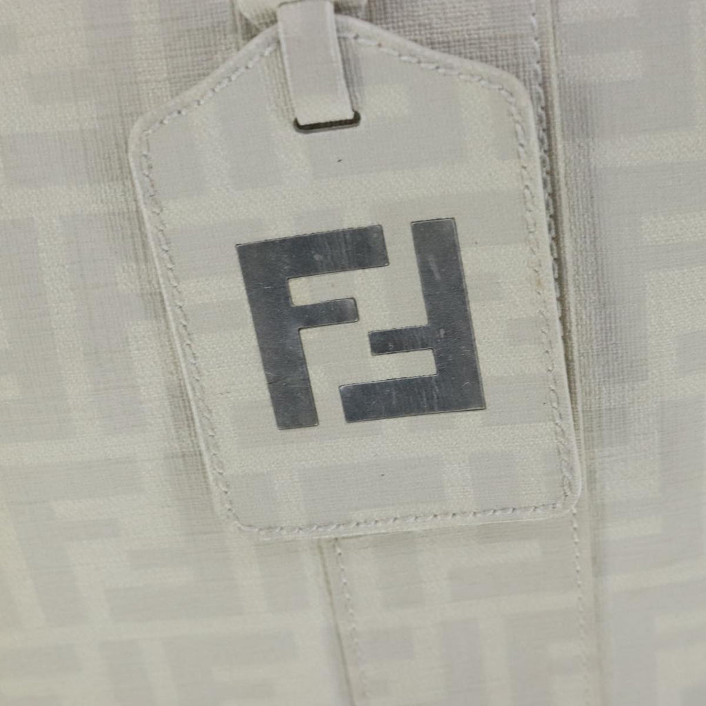 FENDI Zucca Canvas Tote Bag PVC White Silver 102974