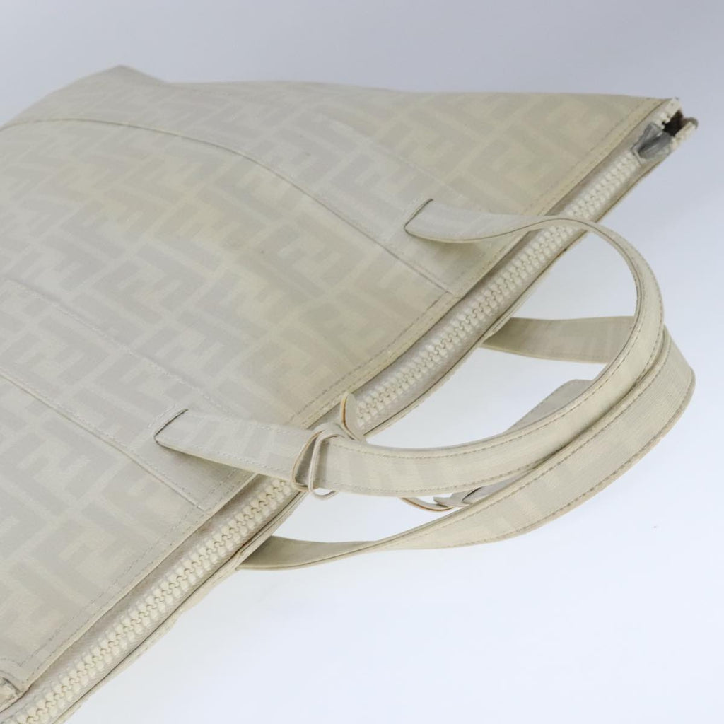FENDI Zucca Canvas Tote Bag PVC White Silver 102974