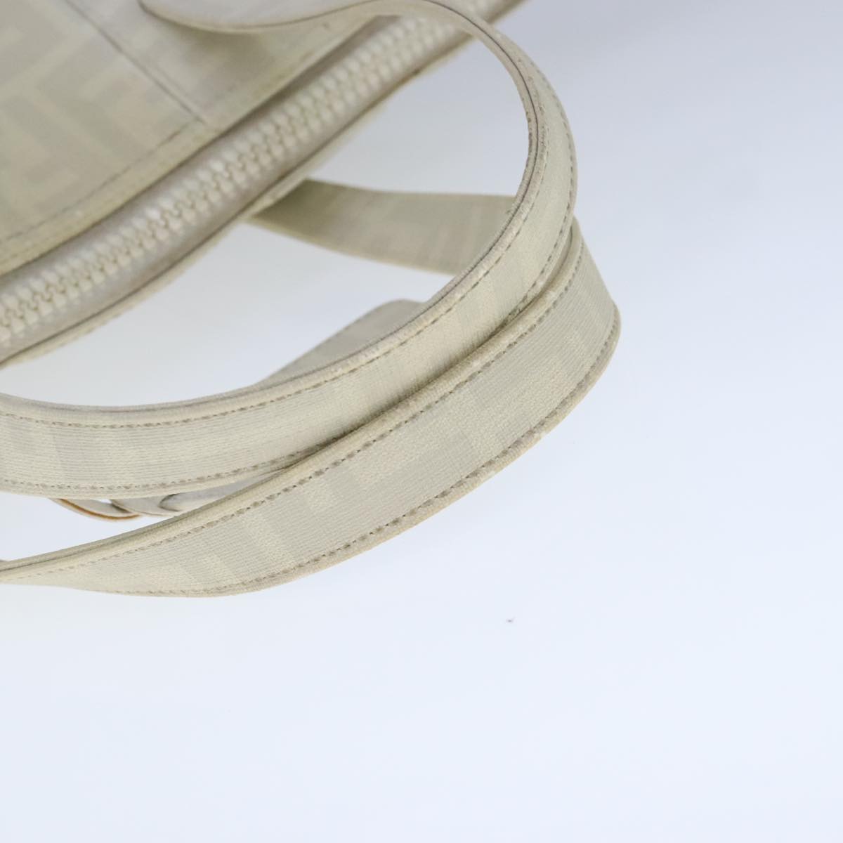 FENDI Zucca Canvas Tote Bag PVC White Silver 102974