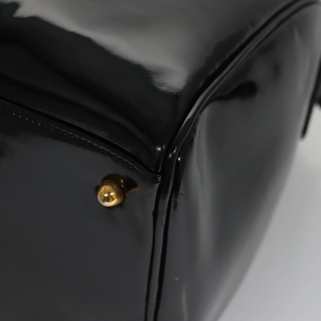 CHANEL Boston Bag Patent leather 2way Black Gold CC 102998
