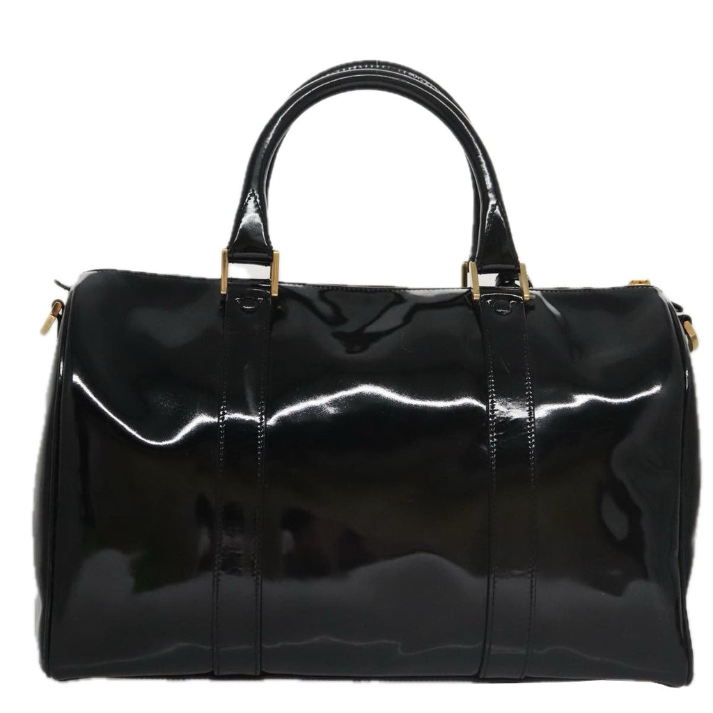 CHANEL Boston Bag Patent leather 2way Black Gold CC 102998