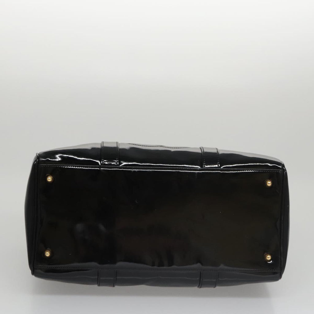 CHANEL Boston Bag Patent leather 2way Black Gold CC 102998