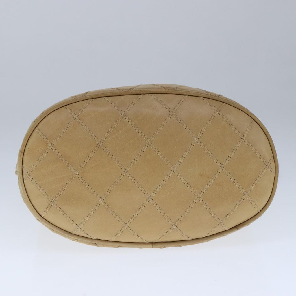 CHANEL Bicolore Chain Shoulder Bag Lamb Skin Beige Gold CC 103006