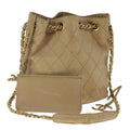 CHANEL Bicolore Chain Shoulder Bag Lamb Skin Beige Gold CC 103006