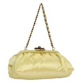 CHANEL Purse Party Bag Satin Yellow CC 103080A