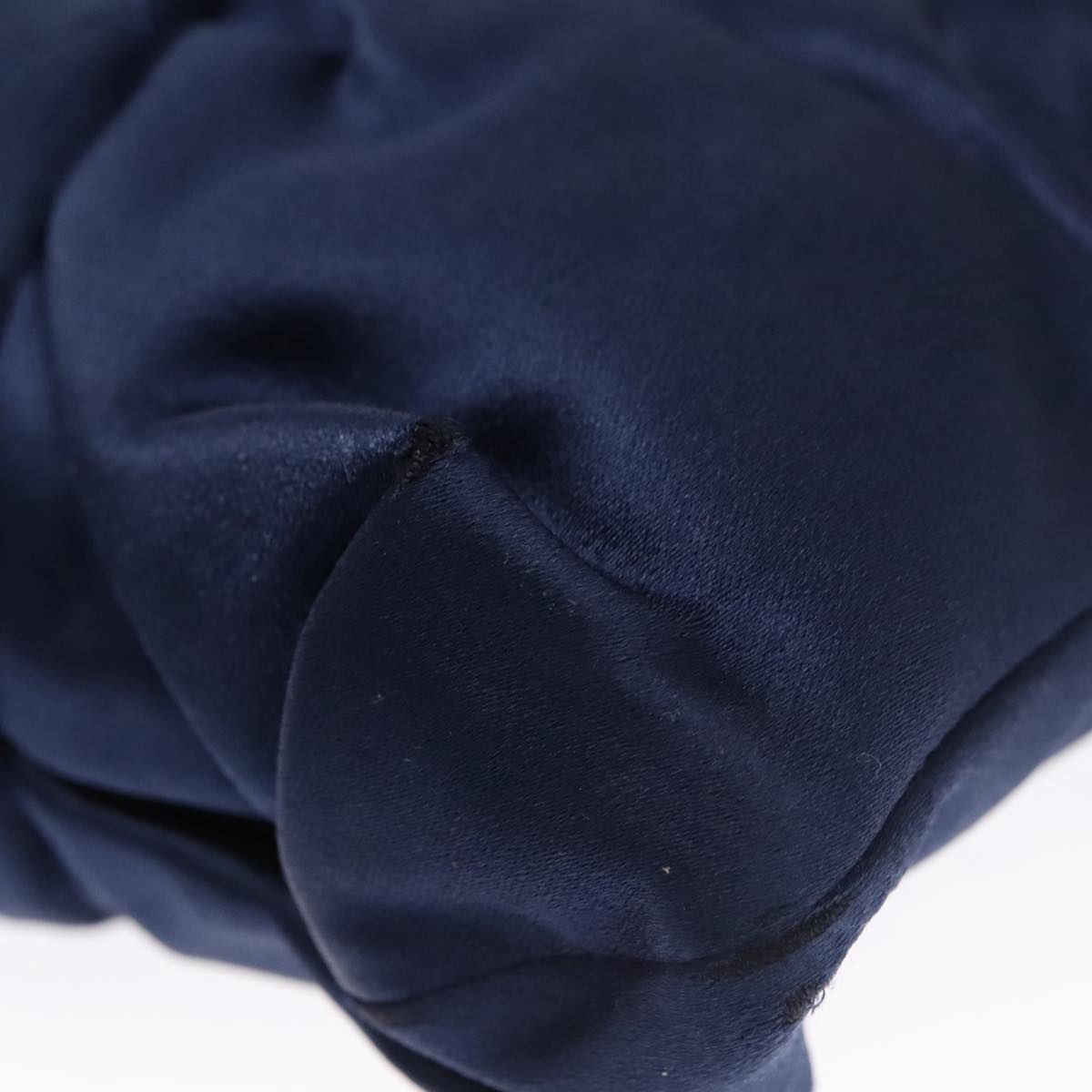 CHANEL Matelasse Chain Shoulder Bag Satin Navy CC 103082