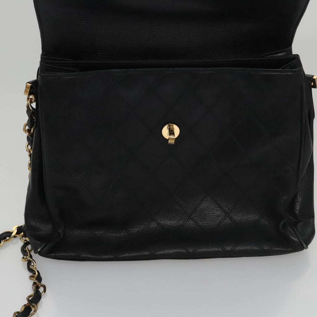 CHANEL Bicolore Chain Matelasse Shoulder Bag Lamb Skin Black Gold CC 103228
