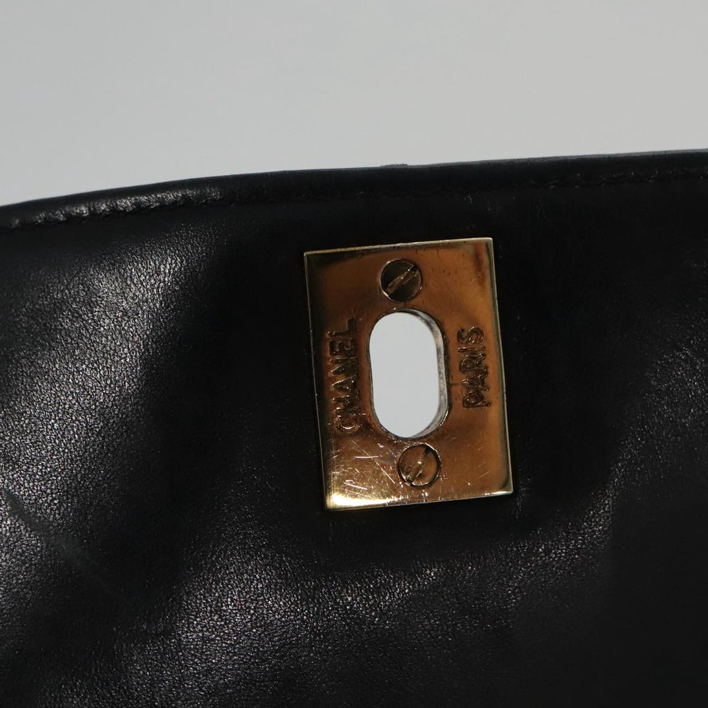 CHANEL Bicolore Chain Matelasse Shoulder Bag Lamb Skin Black Gold CC 103228