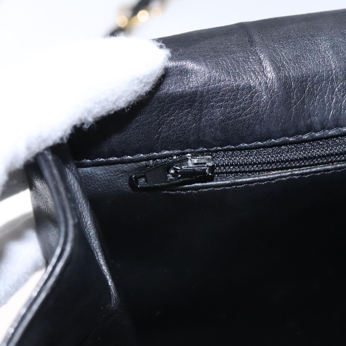 CHANEL Bicolore Chain Matelasse Shoulder Bag Lamb Skin Black Gold CC 103228