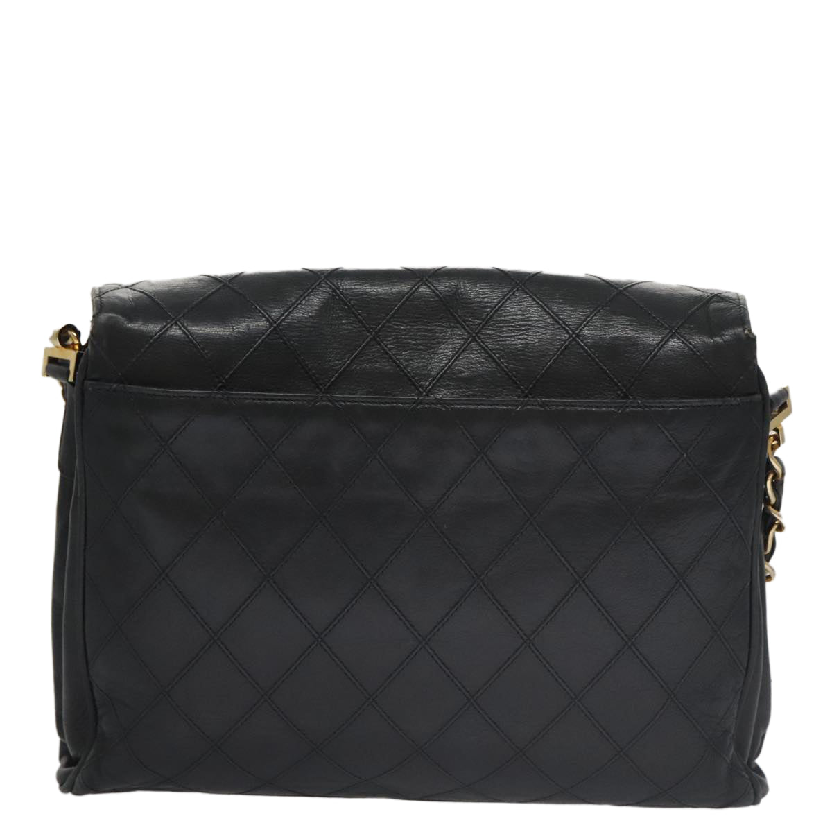 CHANEL Bicolore Chain Matelasse Shoulder Bag Lamb Skin Black Gold CC 103228