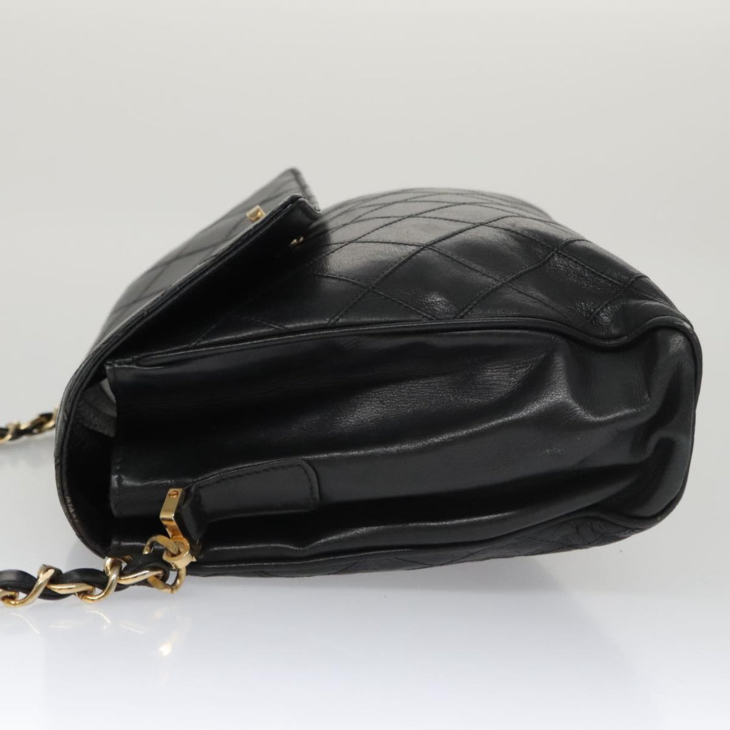 CHANEL Bicolore Chain Matelasse Shoulder Bag Lamb Skin Black Gold CC 103228